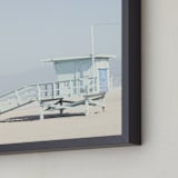 "The Pastel Blue Lifeguard House" - Art Print in Pastel blue by Caroline Mint - Frame Close-up