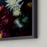"Dark Fall Flowers" - Art Print in dark denim by Katie Buckman - Frame Close-up