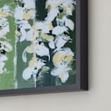 "White Poppies" - Art Print in Emerald Green by Mary Baude - Frame Close-up