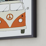 "The Peace Van on the Road" - Art Print in Orange by Alston Foster - Frame Close-up