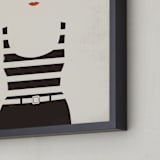 "Striped Suit" - Art Print in charcoal by Faith Harlow - Frame Close-up