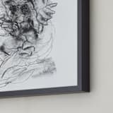 "Drawing 538 - Crouching Figure" - Art Print in Slate Black by Derek overfield - Frame Close-up