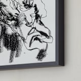 "Drawing 469 - Draped Figure" - Art Print in Bottom of Well Black by Derek overfield - Frame Close-up