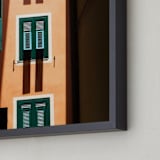 "Shutters" - Art Print in Orange & Green by Paul Berthelot - Frame Close-up
