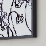 "Ink Cyclamen" - Art Print in inky blue by Sonal Nathwani - Frame Close-up