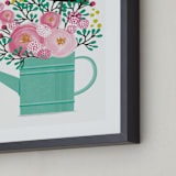 "Little Gardener" - Personalized Art Print in Aqua by Karidy Walker - Frame Close-up