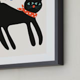 "French Cat" - Art Print in Noir by Morgan Kendall - Frame Close-up