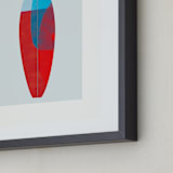 "Colorful Surfboard" - Art Print in Blue Ocean by Carmen Guedez - Frame Close-up