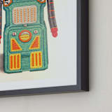 "Robot Green" - Art Print in emerald green by Ed Hogan - Frame Close-up