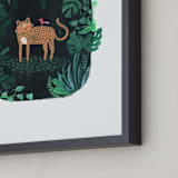 "Wild Cat" - Art Print in Forest Green by Nikita Jariwala - Frame Close-up
