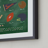 "SPORTS PRIMER" - Art Print in Chalkboard Green by Susan Brown - Frame Close-up