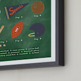 "SPORTS PRIMER" - Art Print in Chalkboard Green by Susan Brown - Frame Close-up