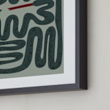 "Squiggly Snake" - Art Print in Cactus by Jenna Holcomb - Frame Close-up