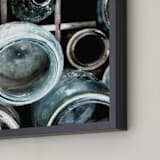 "Bottles II" - Art Print in Emerald Green by Debra Pruskowski - Frame Close-up