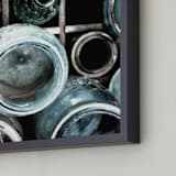 "Bottles II" - Art Print in Emerald Green by Debra Pruskowski - Frame Close-up