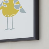 "Sweet Baby Bird" - Art Print in Banana Yellow by Jan Shepherd - Frame Close-up
