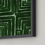 "Versatility in Lines and Stripes" - Art Print in Rich Green by Lauren Rutley - Frame Close-up