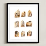 "Houses" - Art Print in Earth colors by Sandra Ovono - Framed