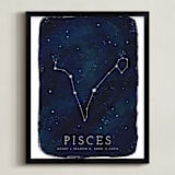 "Zodiac Constellation Pisces" - Personalized Art Print in Galaxy by Ashley Presutti Beasley - Framed