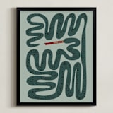 "Squiggly Snake" - Personalized Art Print in Cactus by Jenna Holcomb - Framed