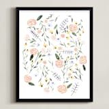 "Wildflowers of North Dakota" - Art Print in Coral by Whitney Todd - Framed