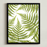 "Watercolor Fern Leaves" - Art Print in Grass Green by Helga Wigandt - Framed