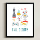 "Evil Genius" - Art Print in Metal Blue by Katie Zimpel - Framed