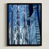 "Building Reflecions Left" - Art Print in Sky Blue by A MAZ Design - Framed