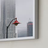 "When the Fog Clears" - Art Print in Foggy Blue by Sadye Sagov - Frame Close-up