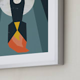 "Rocket to the Moon" - Art Print in Midnight Blue by Morgan Kendall - Frame Close-up