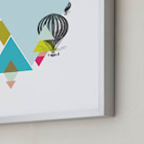 "Hot-Air Balloon Geo" - Art Print in Dusty Blue by Lady Noble - Frame Close-up