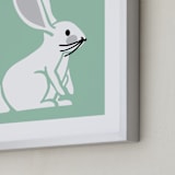 "Nursery Bunny II" - Art Print in Pale Pistachio Green by Luz Alliati - Frame Close-up