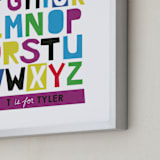 "Paper Cut ABCs" - Personalized Art Print in Plum by Ampersand Design Studio - Frame Close-up