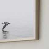 "Pelican on Lake" - Art Print in Medium Grey by Mary Ann Glynn-Tusa - Frame Close-up