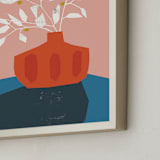 "Mid Century Vase" - Art Print in Bubble Gum by Morgan Kendall - Frame Close-up