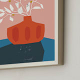 "Mid Century Vase" - Art Print in Bubble Gum by Morgan Kendall - Frame Close-up