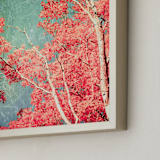 "Enchanted Woods I" - Art Print in Fall Leaves by Caroline Mint - Frame Close-up