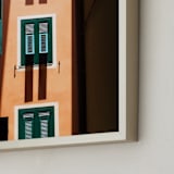 "Shutters" - Art Print in Orange & Green by Paul Berthelot - Frame Close-up