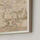 "Wichita, KA, vintage-looking city map" - Art Print in Sepia by Rosana Laiz Blursbyai - Frame Close-up