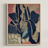 "Flowering After Snow" - Art Print in Indigo Blue by cyrille gulassa - Framed Canvas