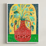 "Moroccan Bouquet" - Art Print in Rusty Red by Sarah Fitzgerald - Framed Canvas