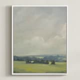 "Rosy Tomorrow I" - Art Print in Grey Blue by Stephanie Goos Johnson - Framed Canvas