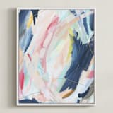 "Worry Lines" - Art Print in Soft Coral by Katie Schermbeck - Framed Canvas