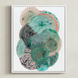 "Grey Thoughts" - Art Print in Teal by Maggie Ramirez Burns - Framed Canvas