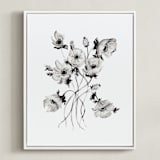 "Greyscale Poppies" - Art Print in greyscale by Shannon Kirsten - Framed Canvas