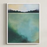 "Whispering Pines" - Art Print in Whisper Green by AlisonJerry - Framed Canvas
