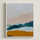 "Moving Mountains I" - Art Print in River Blue by Kayla King - Framed Canvas