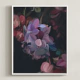"Midnight Petals" - Art Print in Midnight Plum by Amy Hall - Framed Canvas