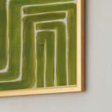 "White Green Stripes" - Art Print in Green-Gold by Lauren Rutley - Frame Close-up