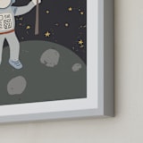 "Up in Space Astronaut" - Art Print in Muted Blue by Maggie Unruh - Frame Close-up